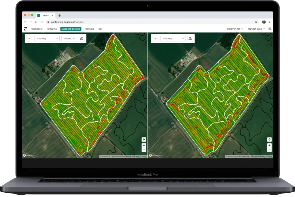Comparing yield maps from multiple years in Contour